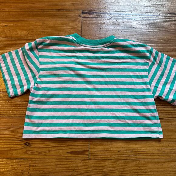 Nickelodeon Rocko's Modern Life green pink striped cropped shirt SIZE S - Picture 3 of 3